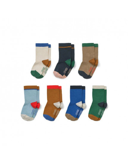 7x Silas Blue Multi mix Socks 0-6M