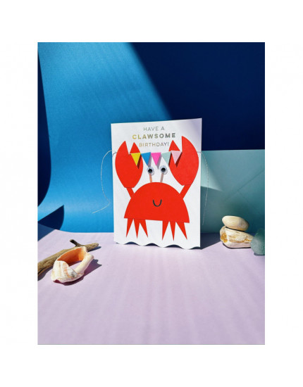 Crab With Bunting Birthday Card
