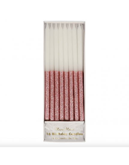 Glitter Dipped Candles Dusky Pink