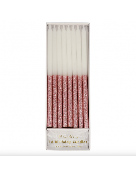 Glitter Dipped Candles Dusky Pink