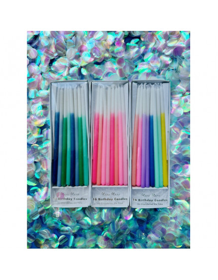 Color Dipped Tapered Candles Blue&Green