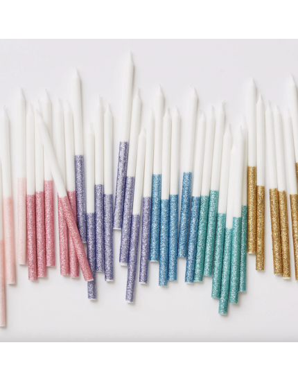 Glitter Dipped Candles Green