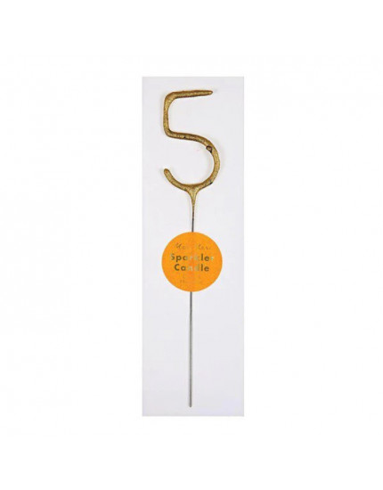 Gold Sparkler Numbers 5 Candles