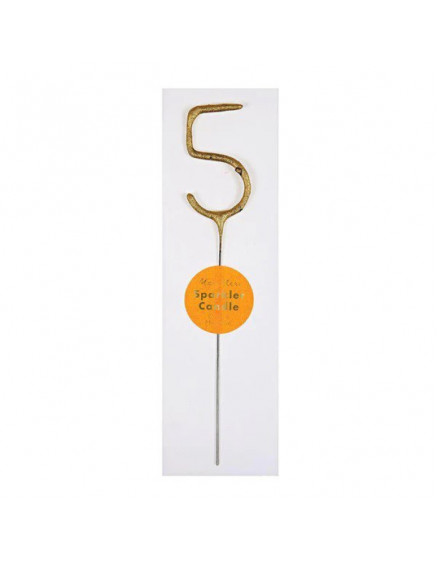 Gold Sparkler Numbers 5 Candles
