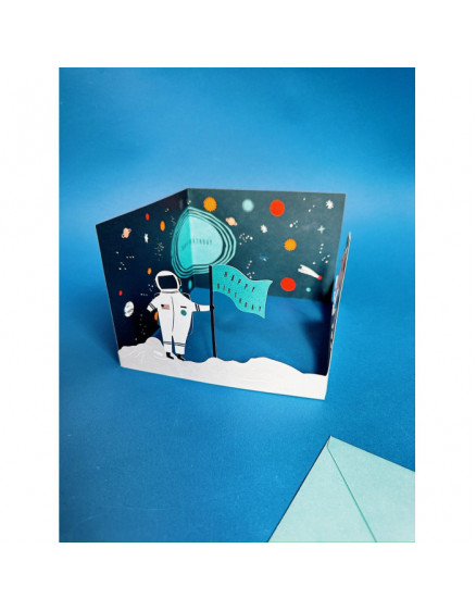 3d Space Scene Birthday Card