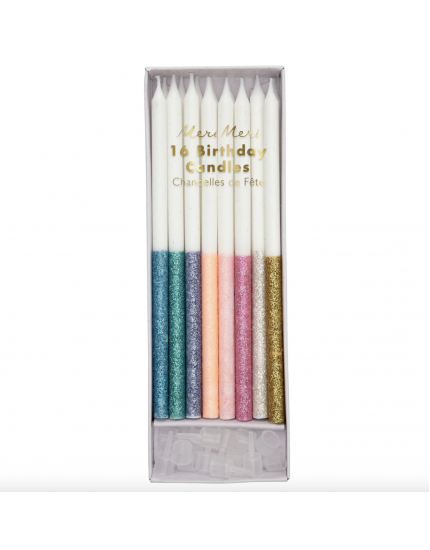 Glitter Dipped Candles Multi