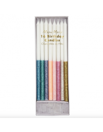 Glitter Dipped Candles Multi