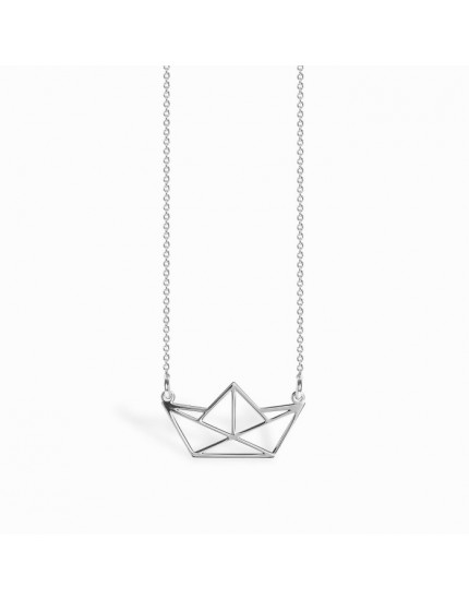 Origami Boat Silver Necklace