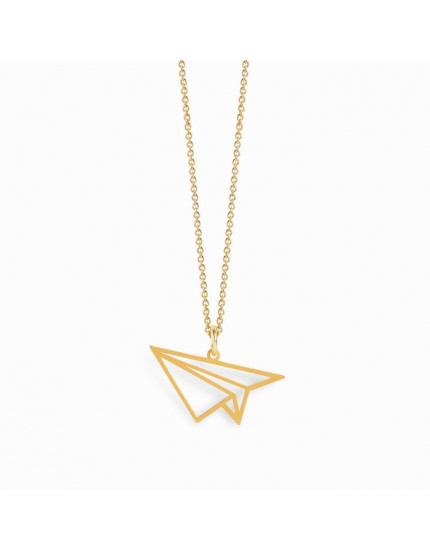 Origami Airplane Gold Necklace