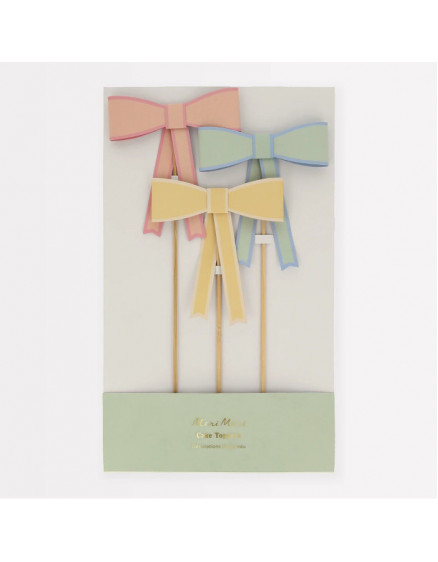 Pastel Bow Cake Topper Set