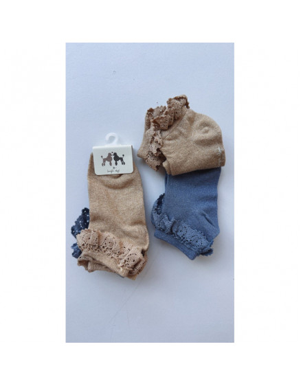2 x Pack Lace Lurex Socks