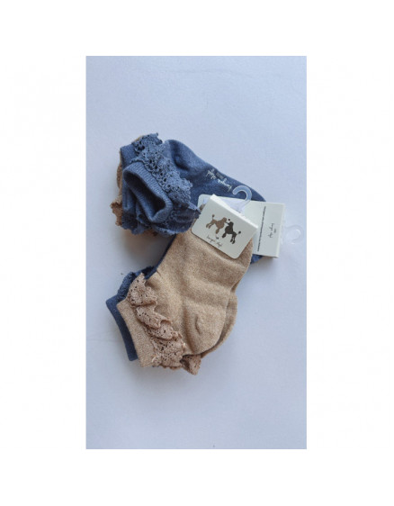 2 x Pack Lace Lurex Socks 2