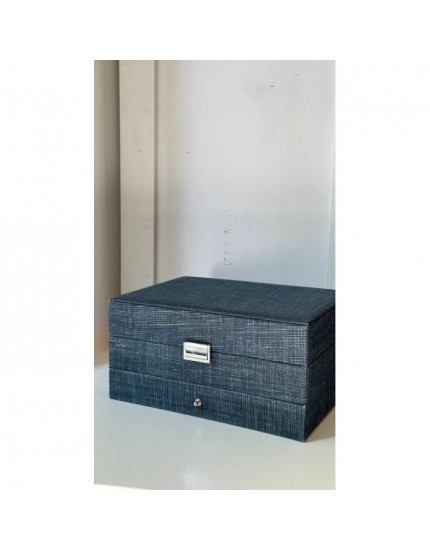 Jewelery Box Square Belgian Linen Blue