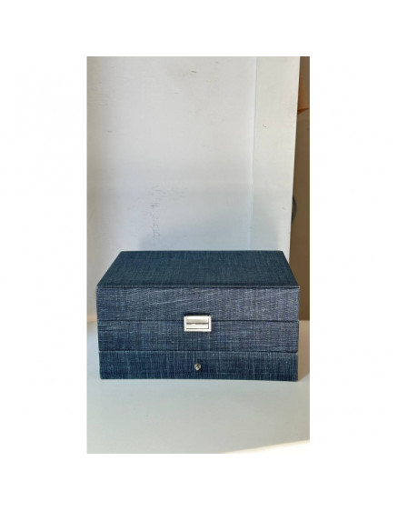 Jewelery Box Square Belgian Linen Blue 4