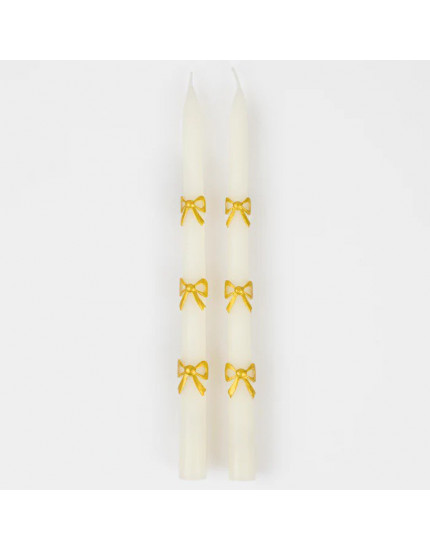 Gold Bow Tapper Candles