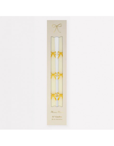 Gold Bow Tapper Candles 4