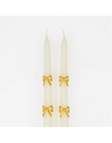 Gold Bow Tapper Candles 3