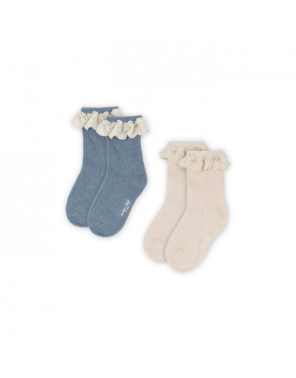 2 x Pointelle Blue Socks