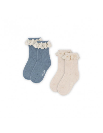 2 x Pointelle Blue Socks