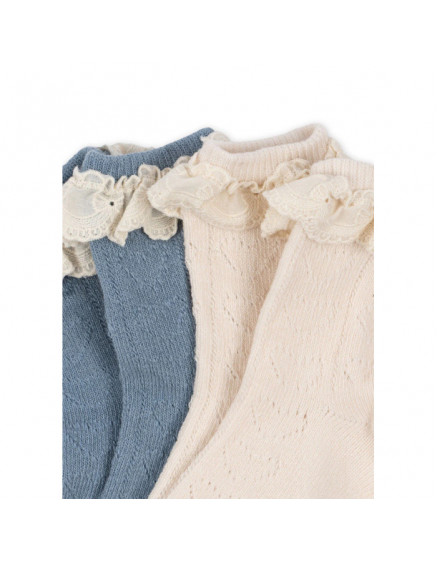 2 x Pointelle Blue Socks 2