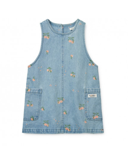 Angelica Printe Denim Peach Dress