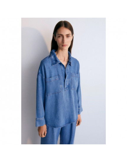 Micenas Woman Shirt Mid Blue Denim XL