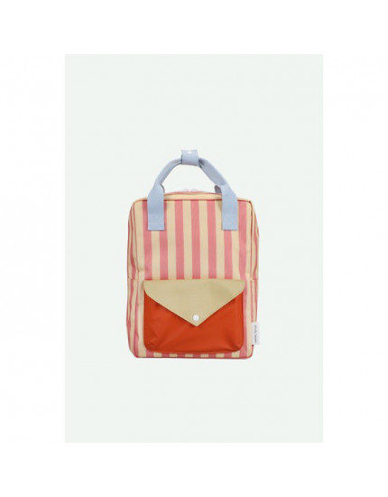 Backpack Medium Stripes Coral Pink + Sandy