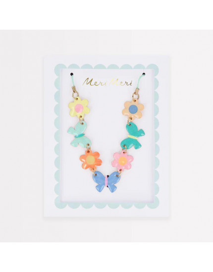 Butterflies & Flowers Enamel Charm Necklace