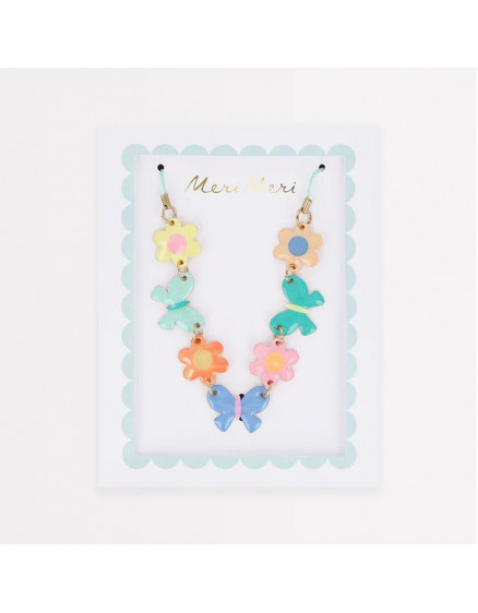Butterflies & Flowers Enamel Charm Necklace