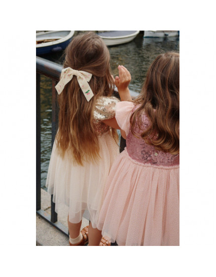 Velvet Bow Pearly Hair Clip Pearled Ivory 5