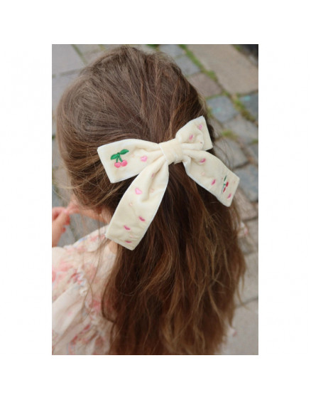 Velvet Bow Pearly Hair Clip Pearled Ivory 2