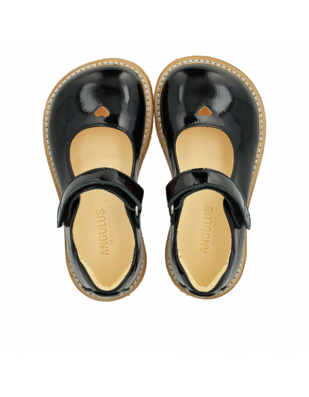 Mary Jane with heart and velcro Black