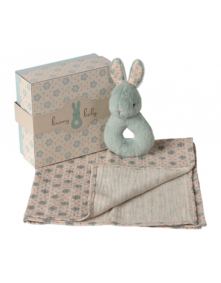Rabbit rattle set - Mint