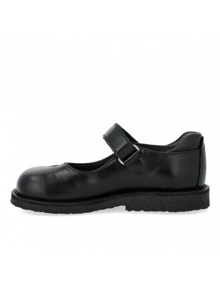 Classic Mary Jane with heart and velcro closure Black Leather 2