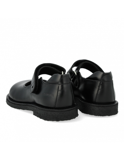 Classic Mary Jane with heart and velcro closure Black Leather 5