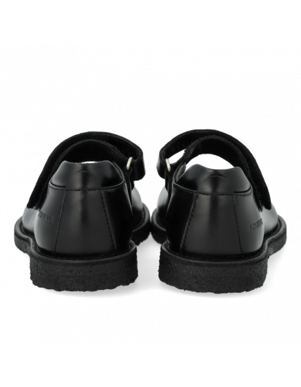 Classic Mary Jane with heart and velcro closure Black Leather 7