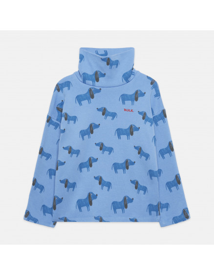 Blue Dog All Over Turtle Neck Soft Blue