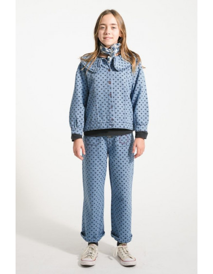 Flare trousers Washed blue denim black hearts 4