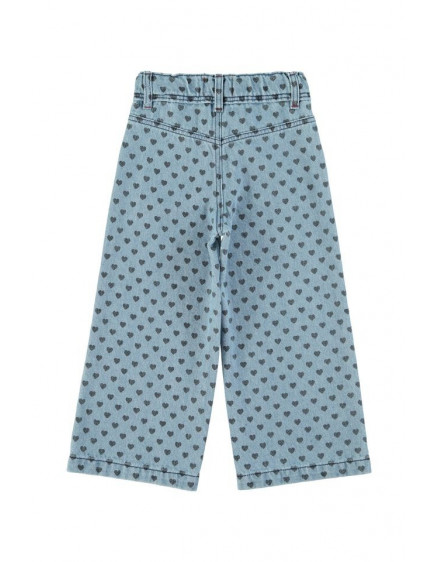 Flare trousers Washed blue denim black hearts 2