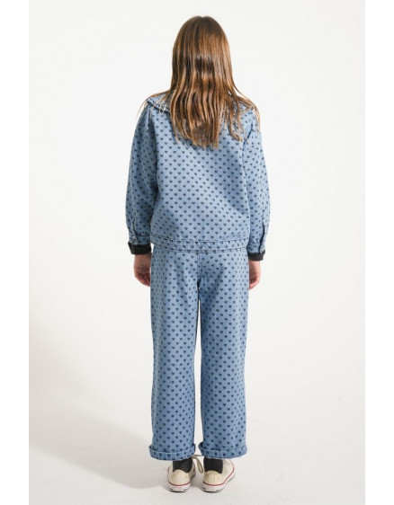 Flare trousers Washed blue denim black hearts 3