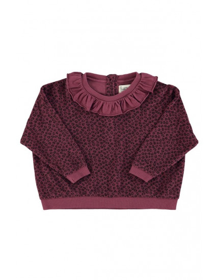 Terry cotton sweatshirt Aubergine animal print 10Y
