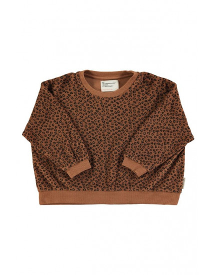 Terry cotton sweatshirt Brown w animal print 24M
