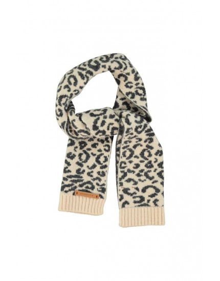Knitted scarf Light pink w animal print