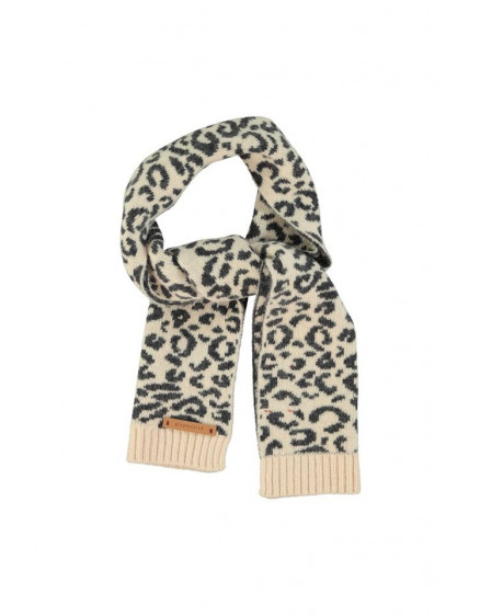 Knitted scarf Light pink w animal print