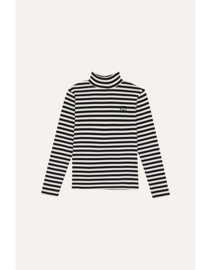 Grey Stripes Turtle Neck Tshirt