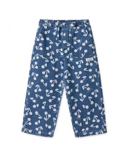 Cesar Printed Denim Pants Cherry Blossom