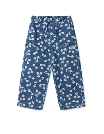 Cesar Printed Denim Pants Cherry Blossom