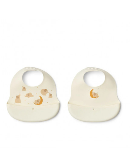 Ember Printed Bib 2-pack Elephant Creme