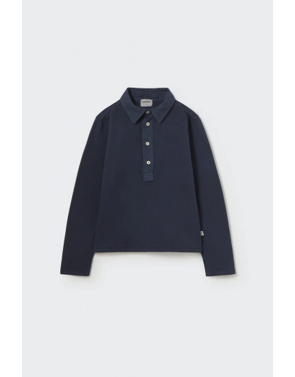 Soft brushed fleece collar sweatshirt Navy Calik