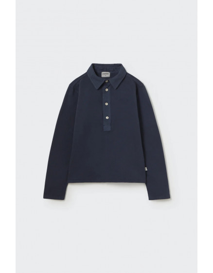 Soft brushed fleece collar sweatshirt Navy Calik